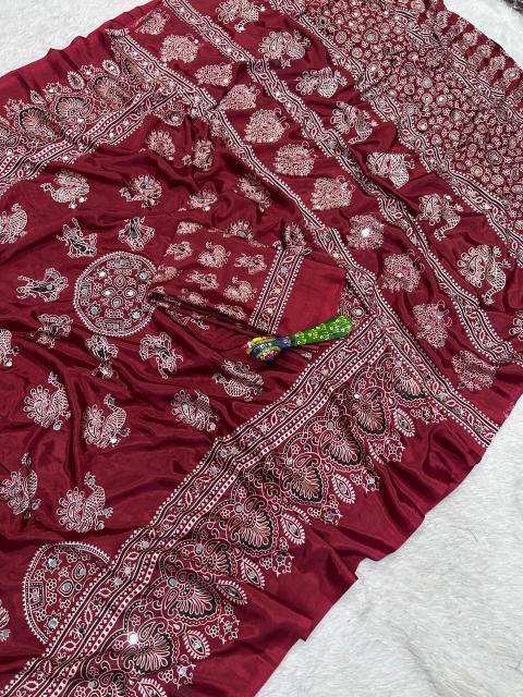 Vastrangan ajarakh print gujarat wholesale saree market